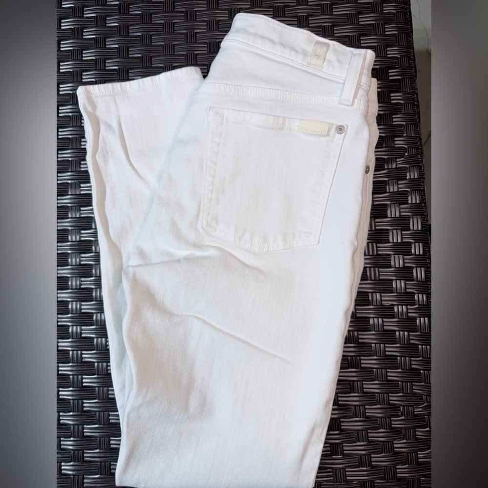7 For All Mankind Women's Cream Skinny Jeans